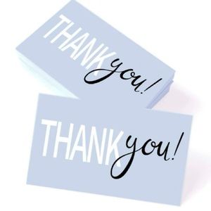 10 PK Blue Thank You Cards with Black & White Text